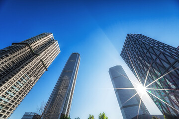 Sunburst Between Modern Skyscrapers in the City