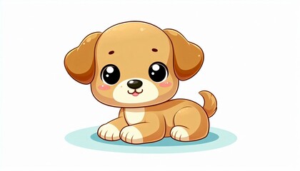 Cute Cartoon Puppy Dog Sitting Illustration
