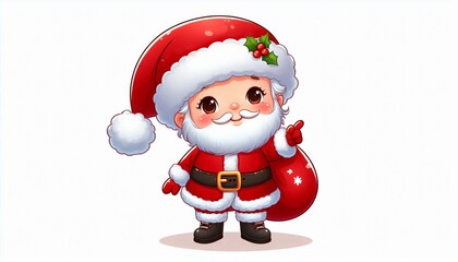 Obraz premium Cute Cartoon Santa Claus Character Christmas Illustration
