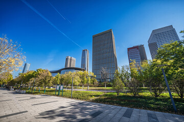 Modern Urban Skyline with Green Park