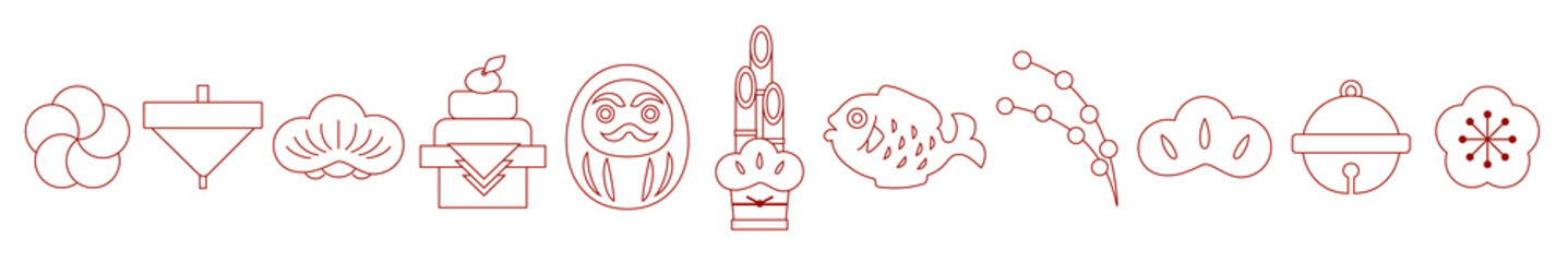 年賀のイラストセット　かわいい