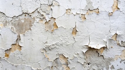 Fototapeta premium A Peeling Wall, Revealing Layers of Time and Weathering, with Cracks and Patches of Missing Paint, Creating a Textured Abstract Composition