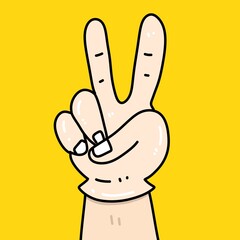 Fototapeta premium hand with finger icon on yellow background, illustration
