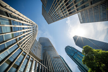 Futuristic Urban Skyline Captured from Unique Perspective