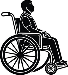 a person in wheelchair on white background