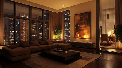 Modern Interior of Stylish Living Room ,Wall Mock Up, Frame , Poster with Beautiful Background, 3d render