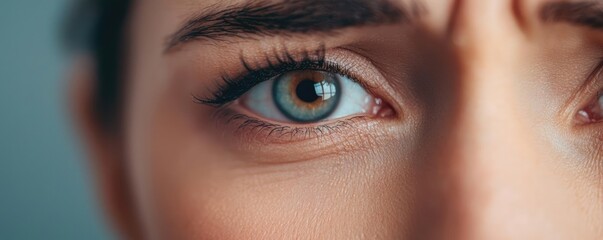 Naklejka premium Close-up of a person's expressive eye, showcasing emotions and thoughts vividly.