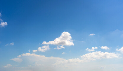 Expansive Blue Sky with Fluffy White Clouds on a Sunny Day