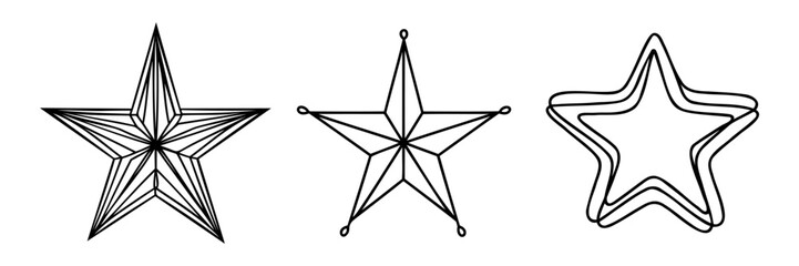 Three Christmas star line drawn