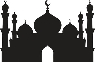 Beautiful black Mosque vector art on white background