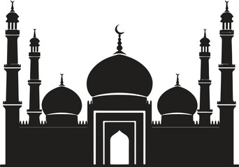 Beautiful black Mosque vector art on white background