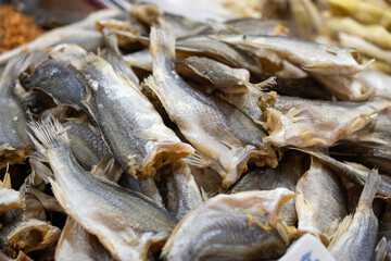 A Vibrant Display of Dried Fish at a Traditional Market