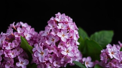 Beautiful white and pink lilac flowers against a dark background, romantic and decorative image, flowers, romantic
