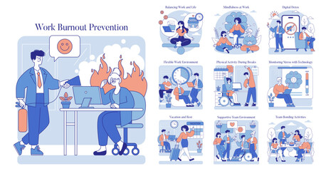 Work Burnout Prevention. Flat Vector Illustration