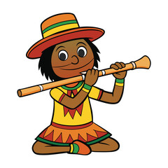 vector australian native play didgeridoo on white background