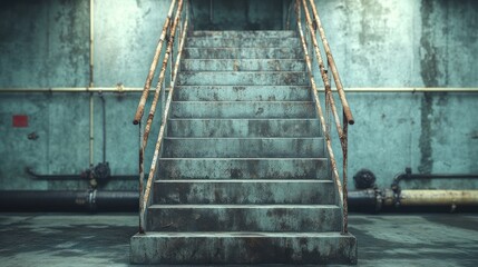 Rusty Stairs in Abandoned Building