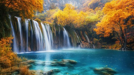 Autumn Waterfall Landscape