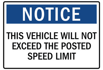 Truck safety warning sign this vehicle will not exceed th posted speed limit