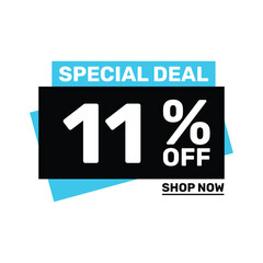 Special deal 11 off price marketing blue color design.