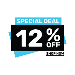Special deal 12 off price marketing blue color design.
