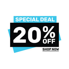 Special deal 20 off price marketing blue color design.