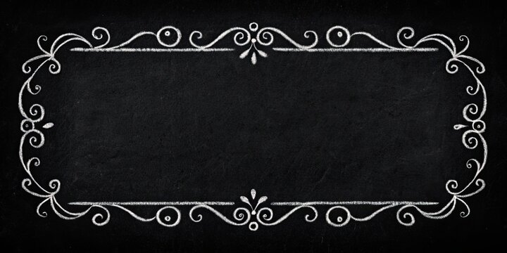 Intricate silent film era intertitle with chalk elements on black background, silent film, intricate