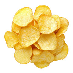 Crispy potato chips delight, perfect for snacking anytime, anywhere on a clean white backdrop