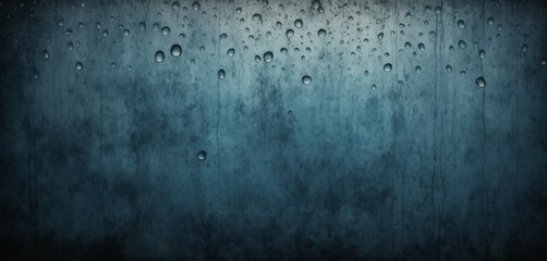Obraz premium Grunge overlay with water droplets and subtle ripple effects, blending into a dark, worn texture with hints of faded blue