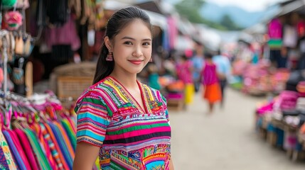 Vibrant Cultural Market Stall Displaying Traditional Clothing from Around the World