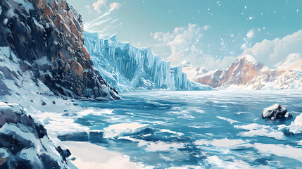 An enchanting exploration of the winter wonders of lake baikal , baikal, siberia, russia, snow, ice, frozen, crystal clear. Crystal Clear Ice Lake. Illustration