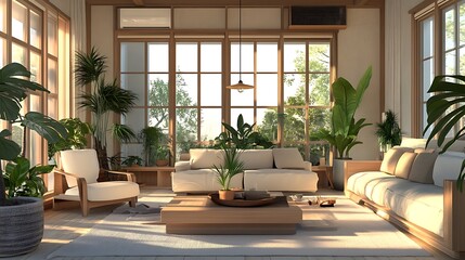 Modern Interior of Stylish Living Room ,Wall Mock Up, Frame , Poster with Beautiful Background, 3d render