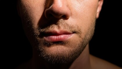 Obraz premium Intimate Close-Up of Male Face in Shadow
