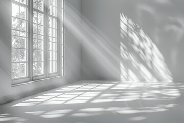 Minimalist Sunlit Room with Abstract Shadows