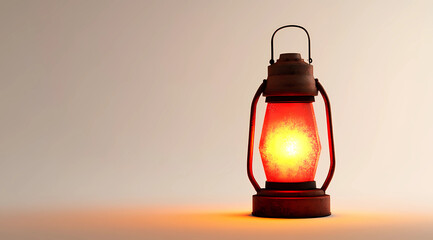 Red Lantern Glowing on a White Background, Embodying Festivity and Warmth