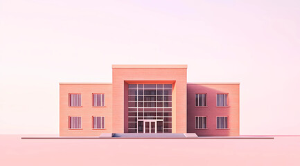 Medium-Brown Public Library Building Illustrated on a White Background, Celebrating Literacy and Community