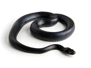 solid black snake extended on white background