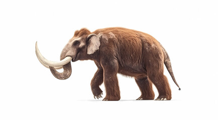Obraz premium Realistic Mastodon on White Background: Encounter with an Ice Age Giant