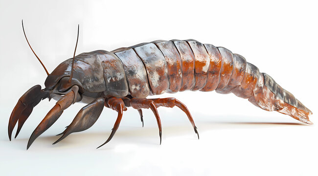 Ancient Sea Creature: Eurypterid Realistically Illustrated on White Background