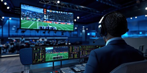 Engaging Virtual Sports Commentator Provides Live Analysis in Professional Studio Delivering Insights to Captivate Audiences