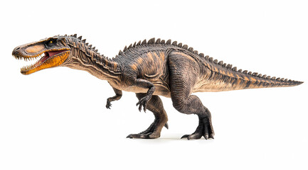 Fototapeta premium Dinosaur Era Reimagined: Realistic Spinosaurus on White Background