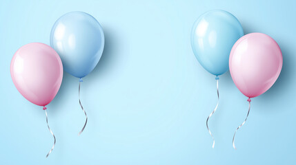 colorful of balloons isolated on pastel background, free space for text