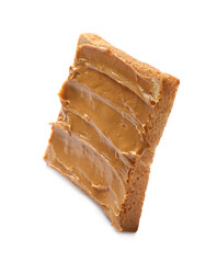 Tasty sandwich with peanut butter isolated on white