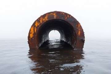 Fototapeta premium Unclean water comes out of the corroded conduit solution. Generative Ai