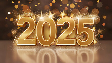 Happy New Year 2025 celebration by AI generative