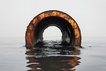 Fototapeta premium Unclean water comes out of the corroded conduit solution. Generative Ai