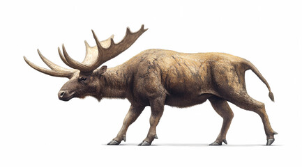 Fototapeta premium Majestic Megaloceros: Realistic Illustration on White Background