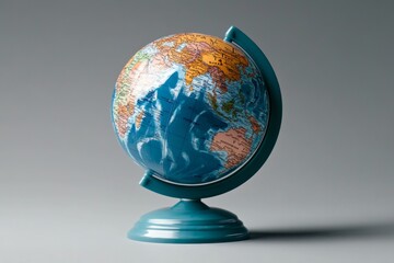 a 2D cartoon illustration of a colorful globe for geography learning fun and educational white background