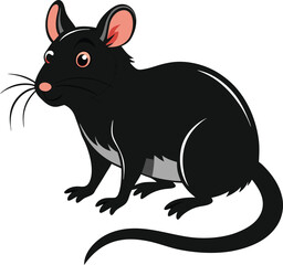 vector black rat on white background