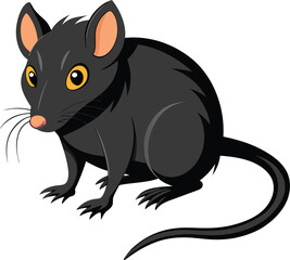vector black rat on white background