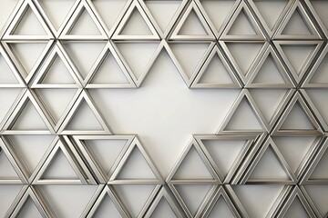 Minimalist geometric pattern featuring interlocking triangles in shades of silver and gray, design, desktop background, silver